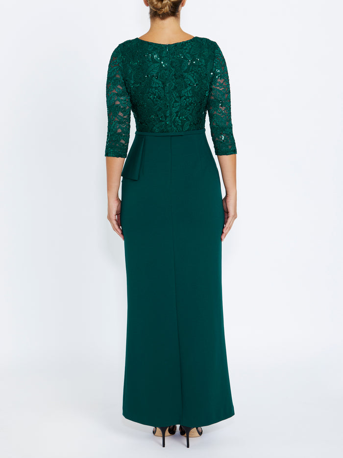 Women's Crepe Floor Length Gown in Green | Lyndal