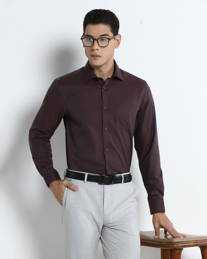 Maroon Non Iron Textured Shirt - Eliot