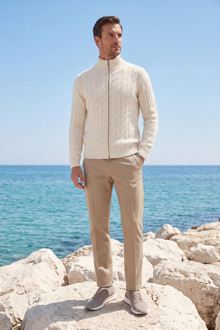 Massimo Zip Cardigan Cream