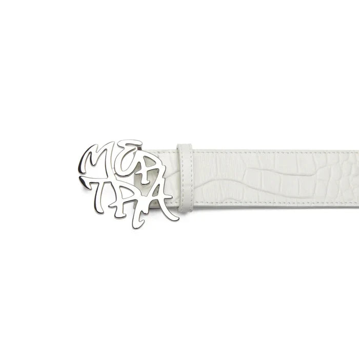 MERTRA Alligator Skin Belt White