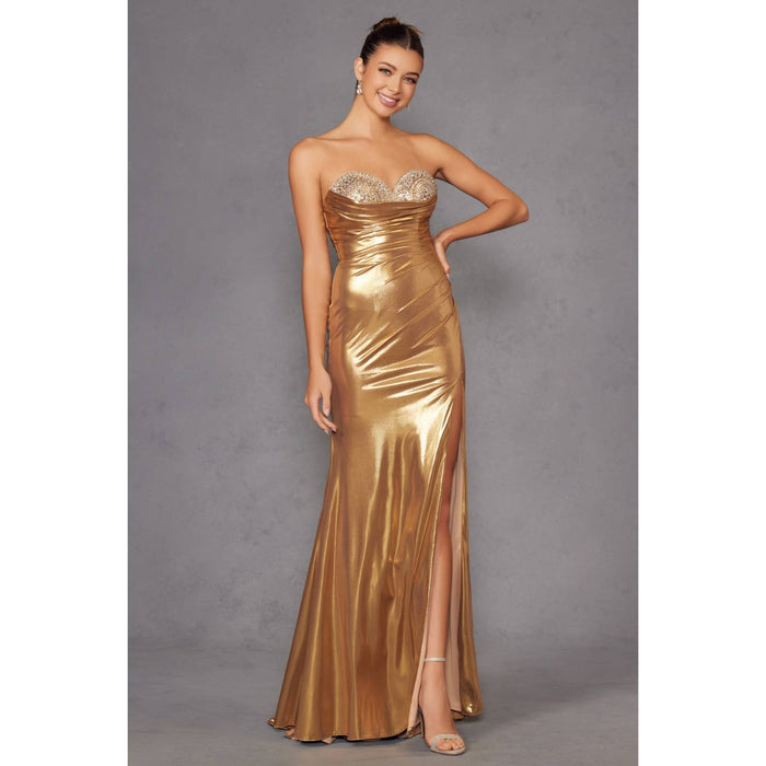 METALLIC DRESS CRAFTED FROM LUXURIOUS FAB
