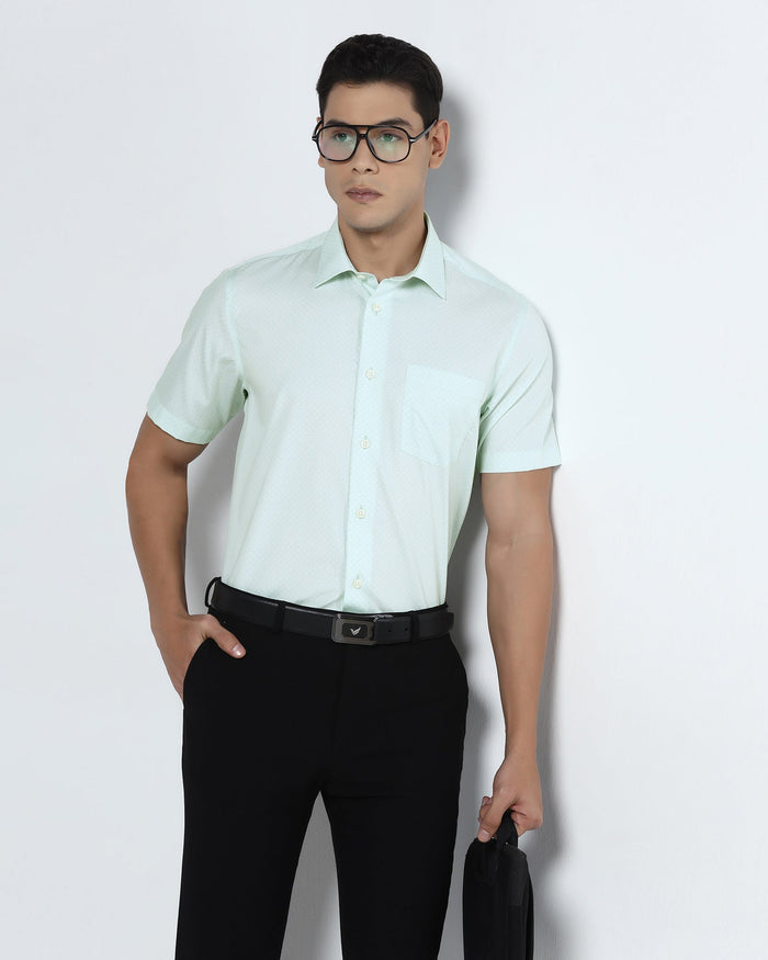 Mint Half Sleeve Printed Shirt - Cube