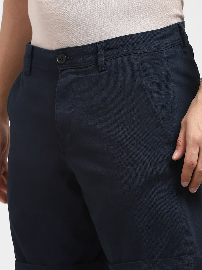 Navy Blue Mid Rise Shorts