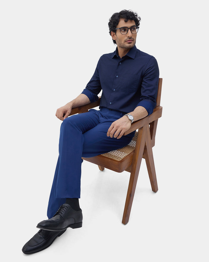 Navy Jacquard Shirt - Purist