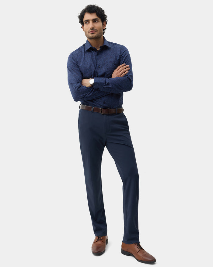Navy Solid Trouser - Oak