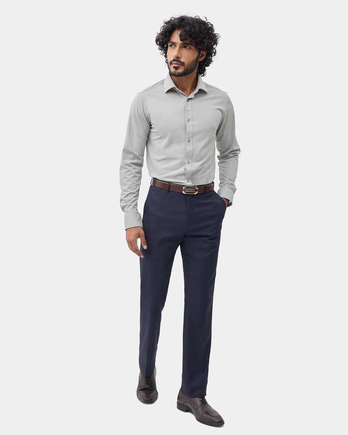 Navy Textured Trouser - Credor