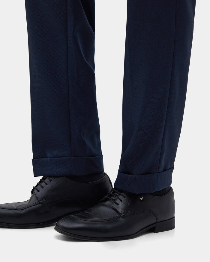 Navy Textured Trouser - Farer