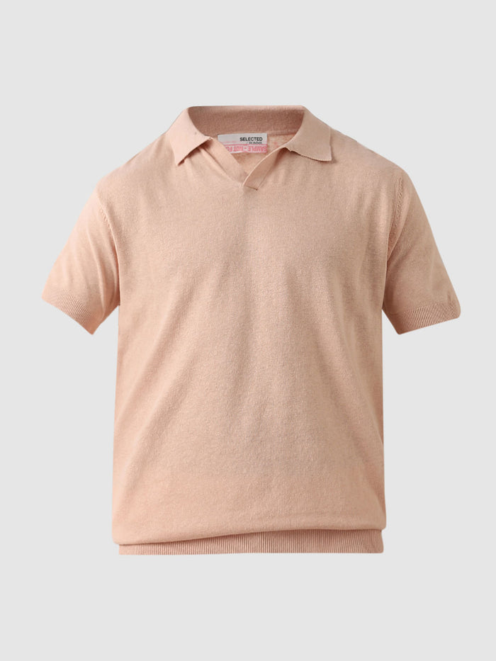 Peach Linen Polo T-shirt