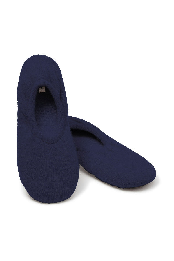 Pair of navy blue slippers on a white background | Still | Exclude