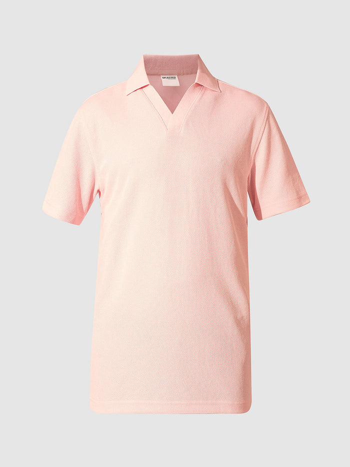 Pink Split Neck Regular Fit Polo