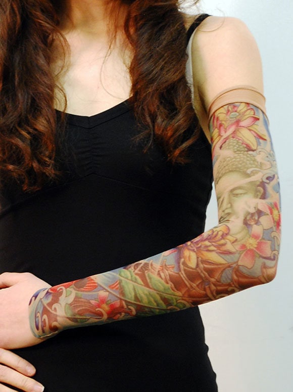 Prayer Lotus Zen Koi Single Tattoo Mesh Sleeve