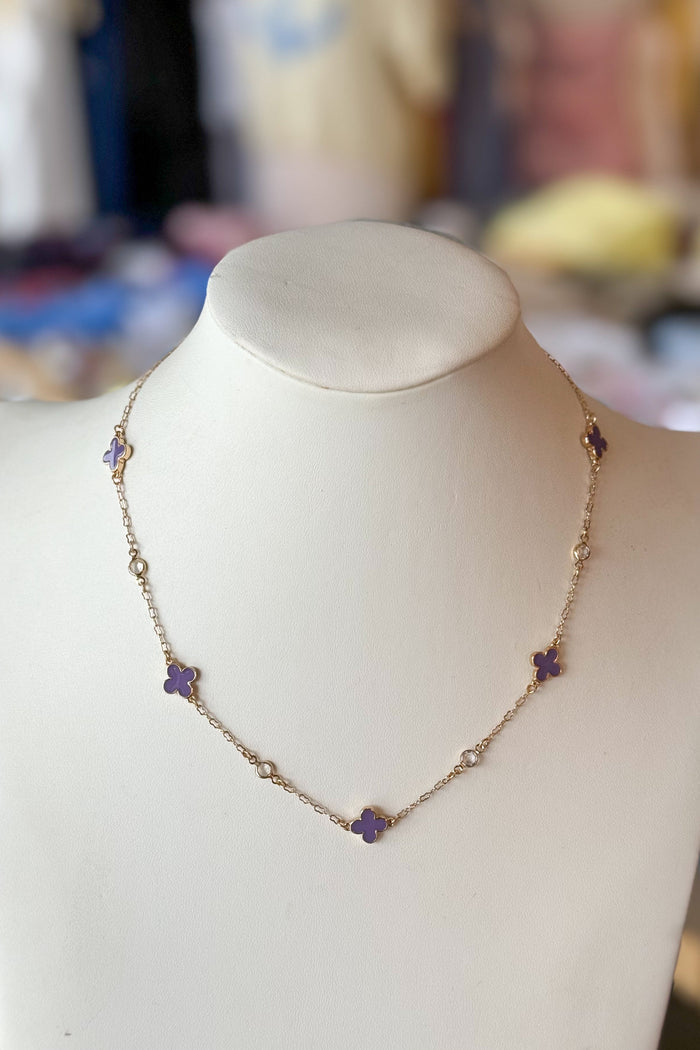 Purple Mini Clover Necklace, Necklace, Jewelry, Adeline Boutique, Dallas Boutique, Clover Necklace, Accessories