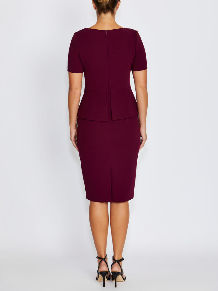 Rachel Wine Peplum Dress
