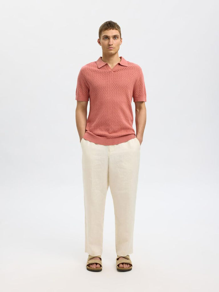 Red Crochet Organic Cotton Polo