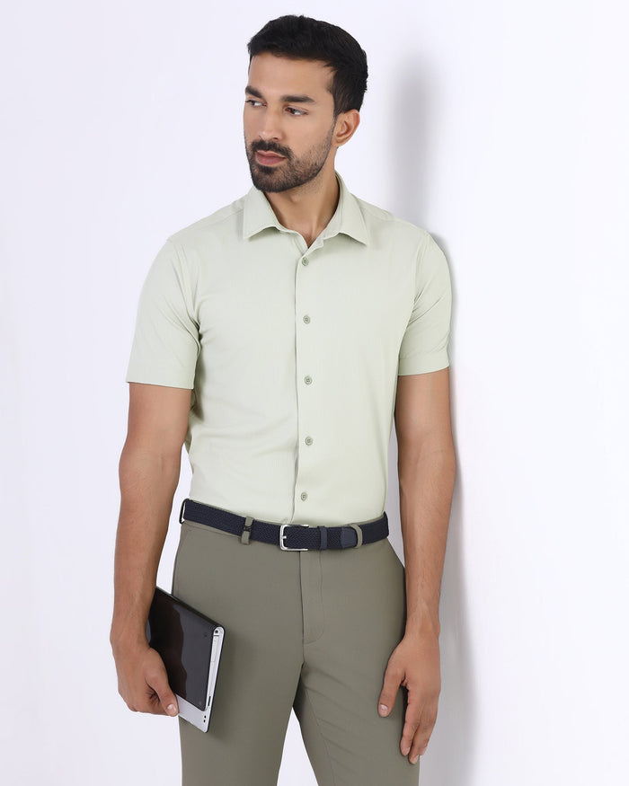 Sage Green Half Sleeve TechPro Stripe Shirt - Lunar