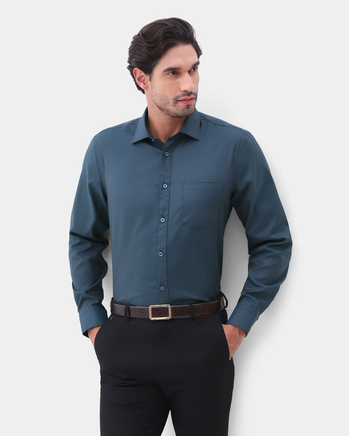Teal Non Iron Textured Shirt - Eliot