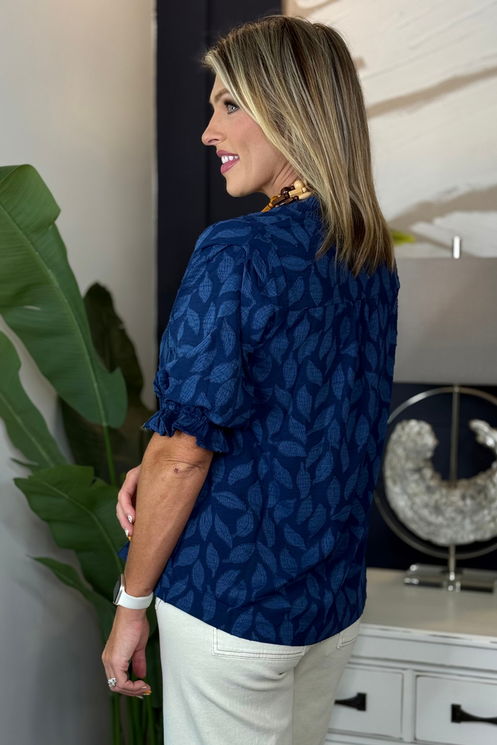 The Blue Ridge V-Neck Blouse in Navy