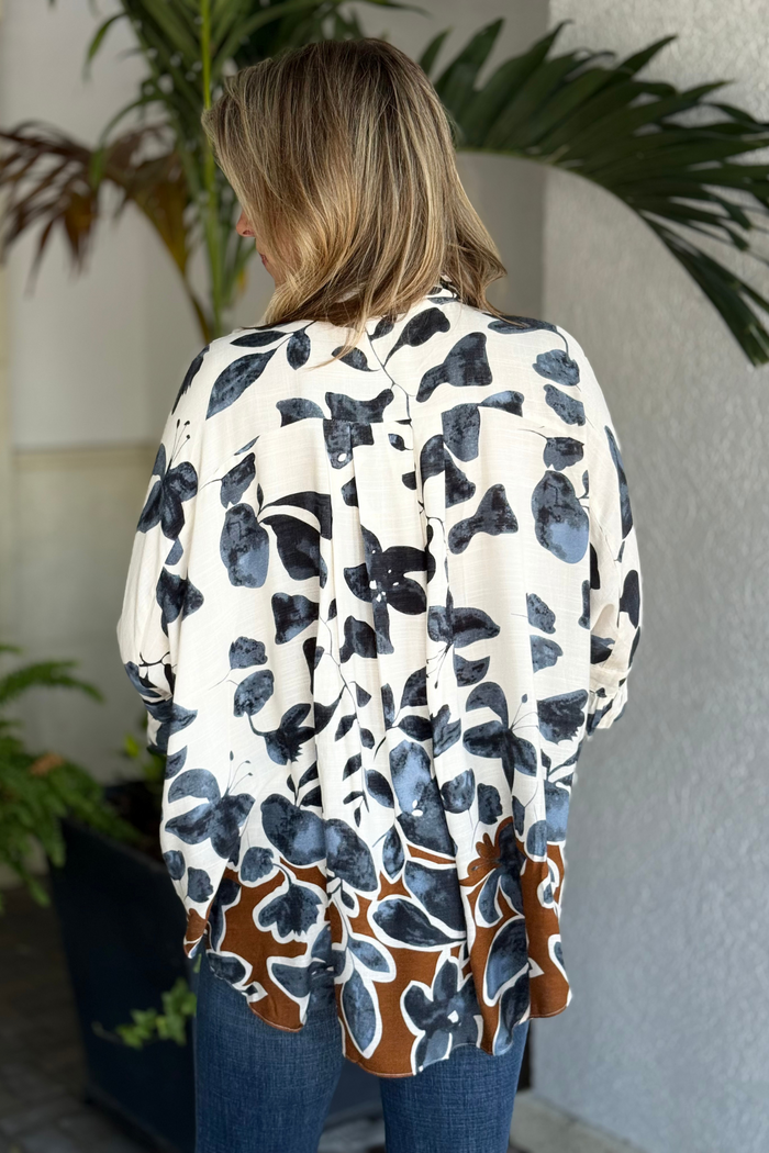 The Falling Into Style Blouse in Charcoal Mix