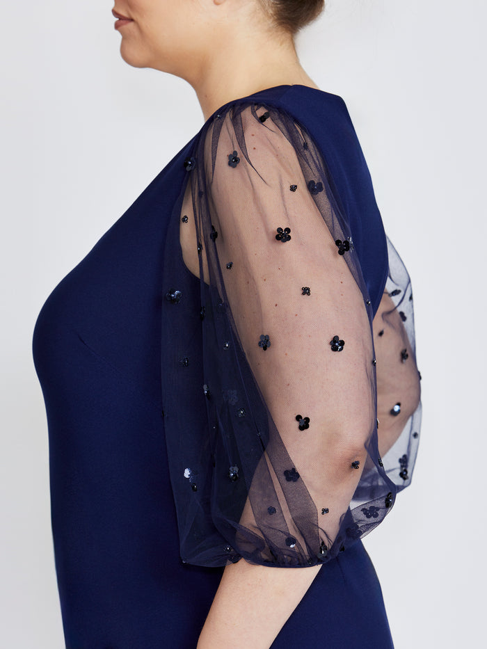Theresa Navy Scuba Crepe Dress