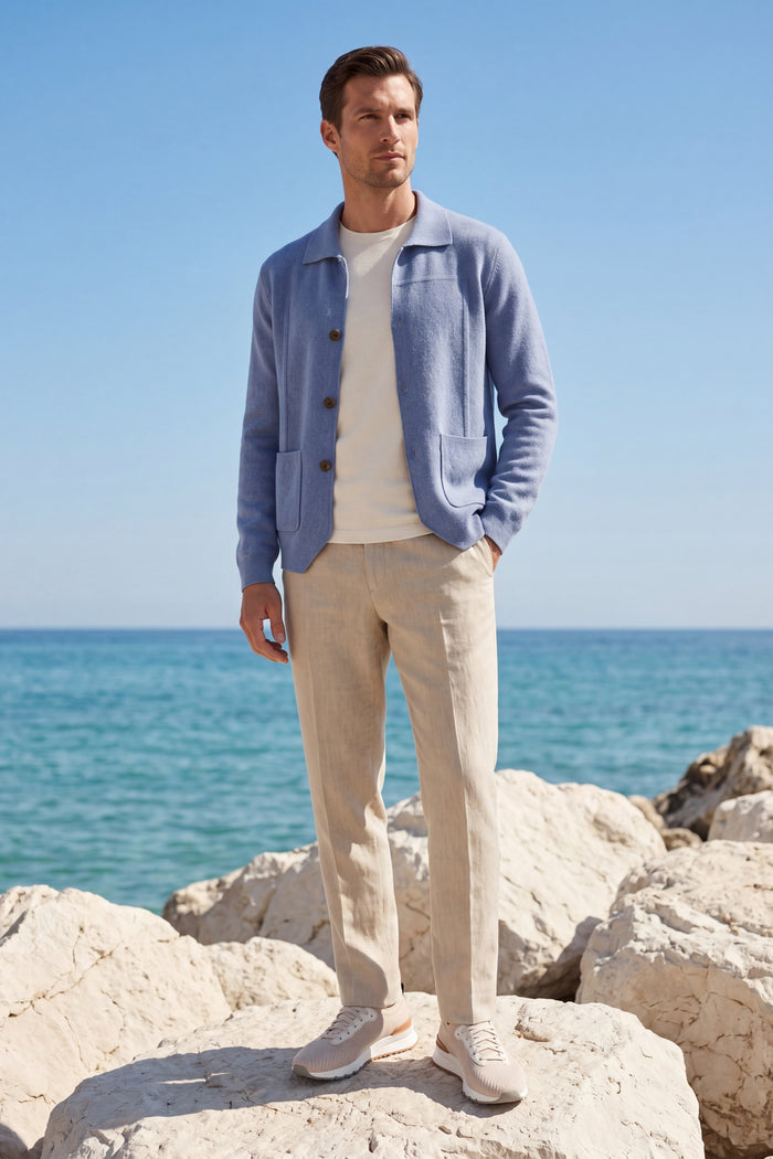 Valero Cashmere Cardigan Blue