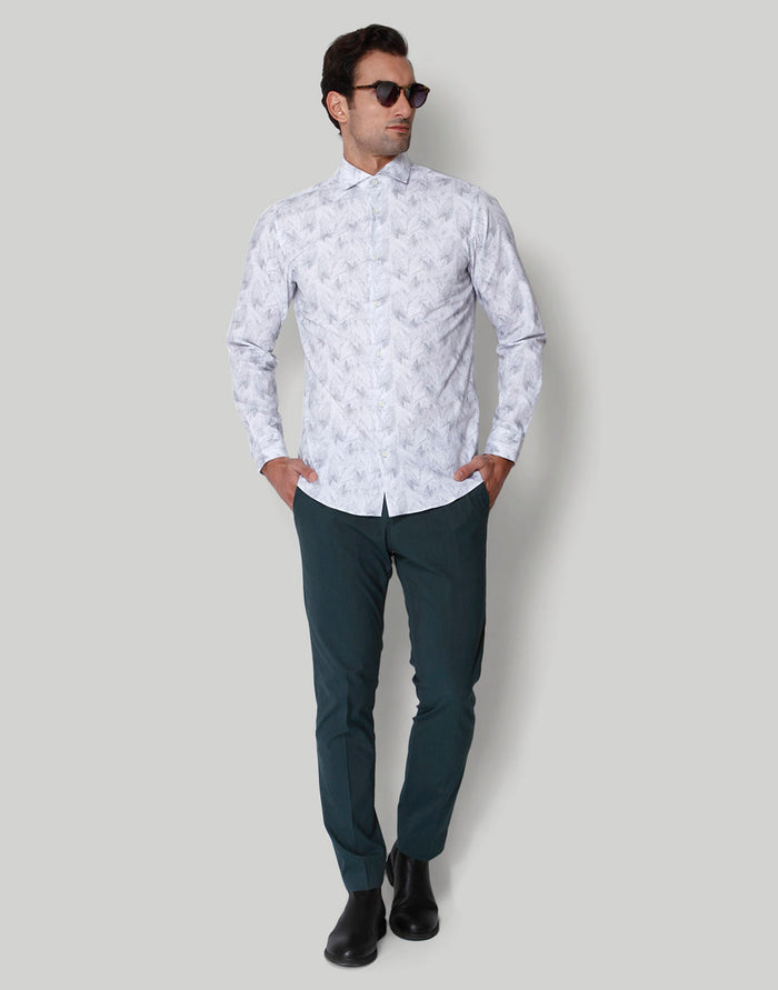 White floral print Full Sleeves Shirt