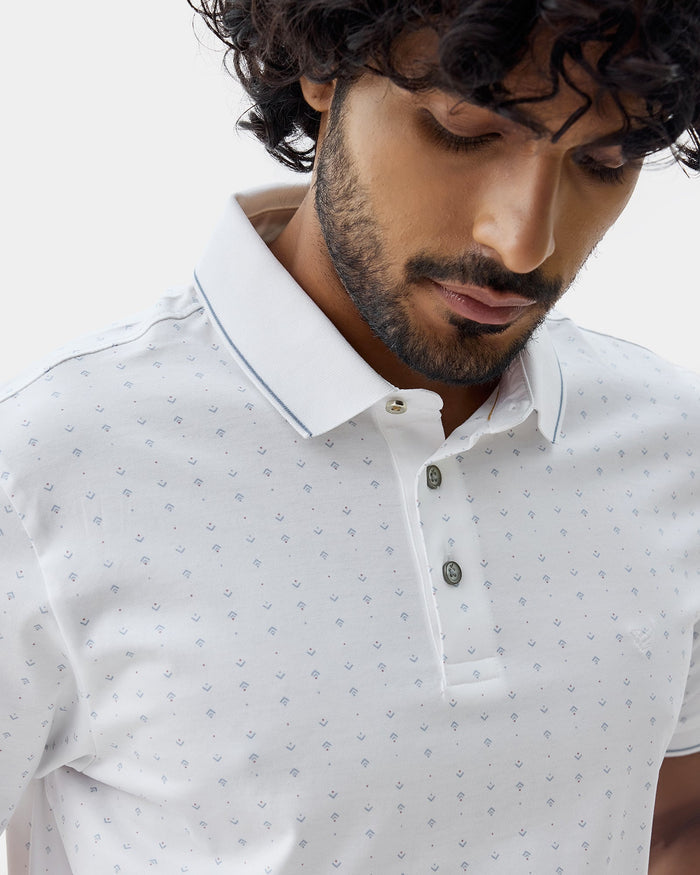 White Printed Polo - Kima