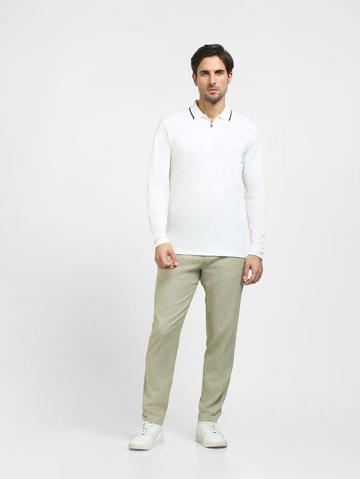 White Zip-Up Polo T-shirt