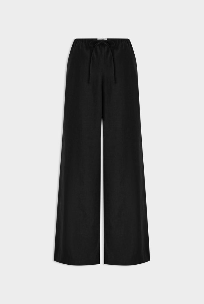 Wide Leg Linen Pant - Black