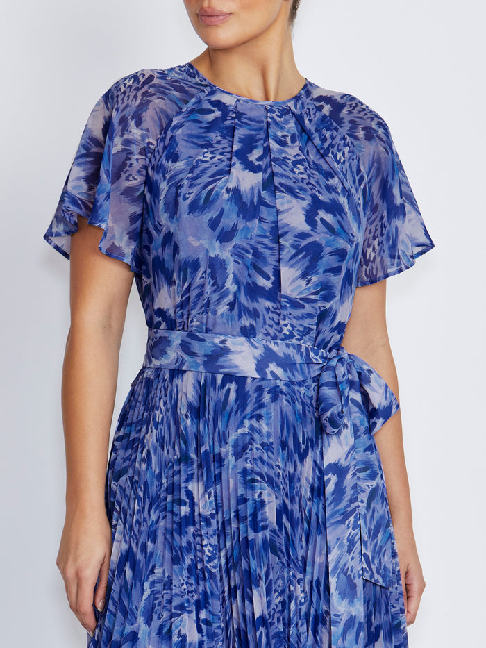 Aldina Periwinkle Abstract Pleated Dress