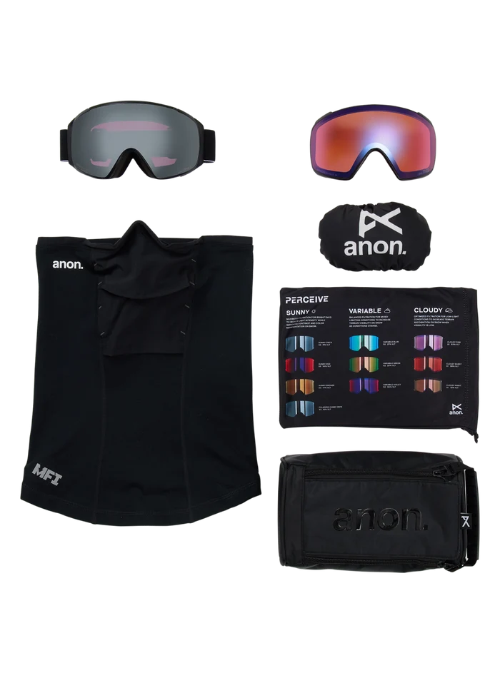 Product image of Anon M4S Goggles (Toric) + Polarized Perceive Lens[Variant:Frame: Black, Lens: Perceive Sunny Polarized Onyx (10% / S3), Spare Lens: Perceive Variable Violet (34% / S2)]