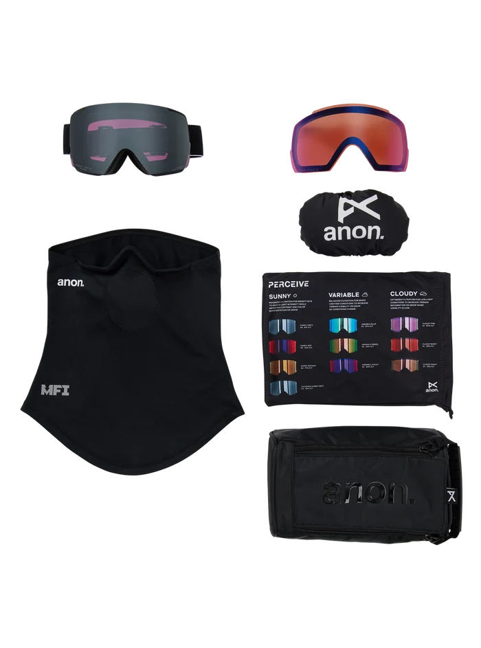 Product image of Anon M5S Goggles + Polarized Perceive Lens[Variant:Frame: Black, Lens: Perceive Sunny Polarized Onyx (10% / S3), Spare Lens: Perceive Variable Violet (34% / S2)]