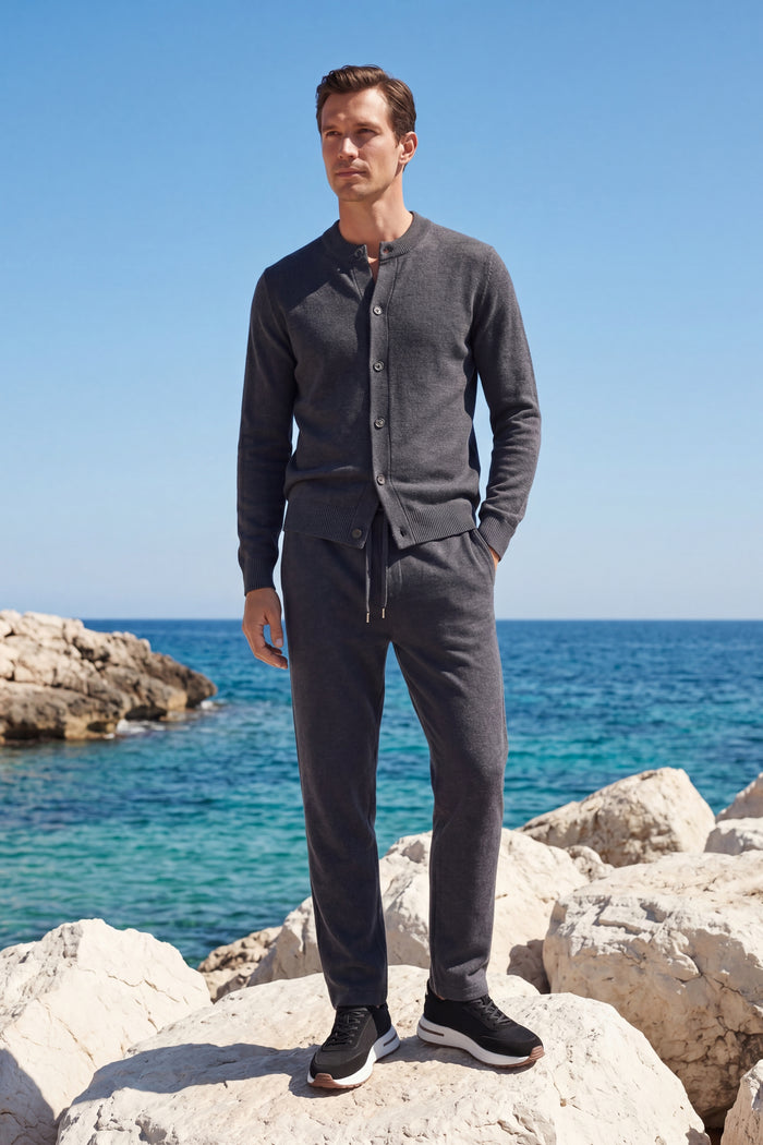 Arlino Buttoned Set Dark Grey