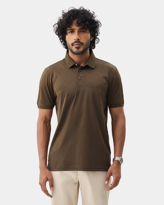 Bear Brown Textured Polo - Min Jun