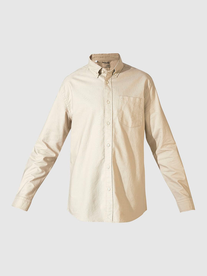 Beige Cotton Oxford Shirt