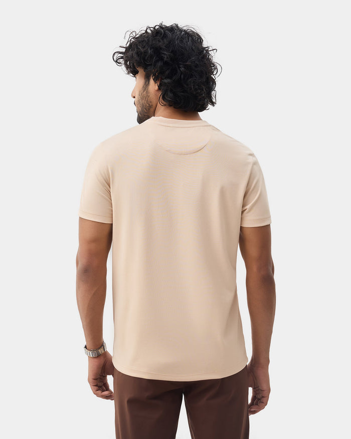 Beige Crew Neck Printed T-Shirt - Kamigata