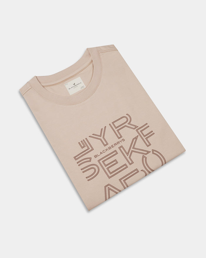 Beige Crew Neck Printed T-Shirt - Kamigata