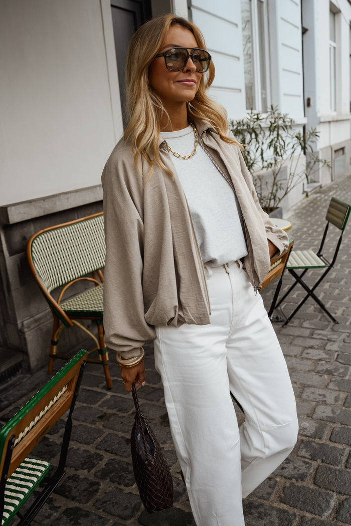 Beige Frederica jacket sleeve detail