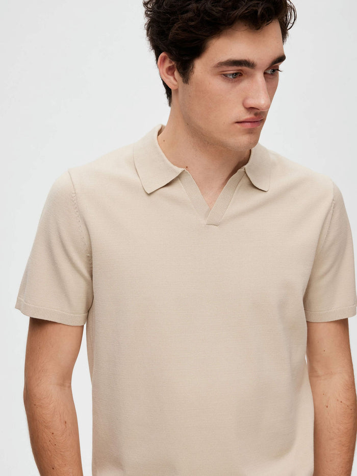 Beige Knitted Polo T-shirt