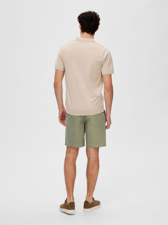 Beige Knitted Polo T-shirt