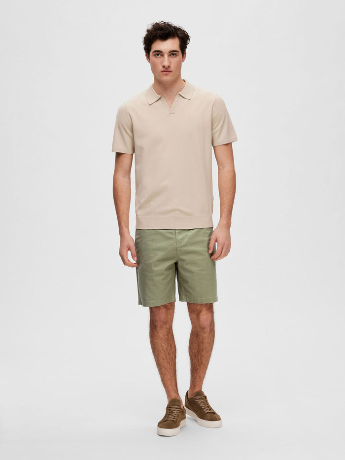 Beige Knitted Polo T-shirt