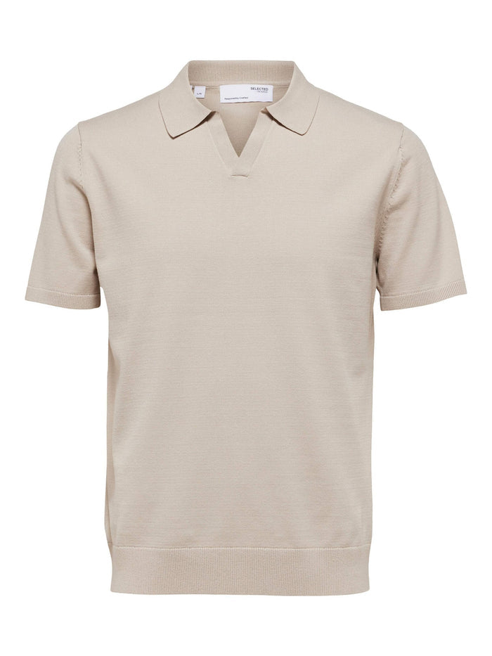 Beige Knitted Polo T-shirt