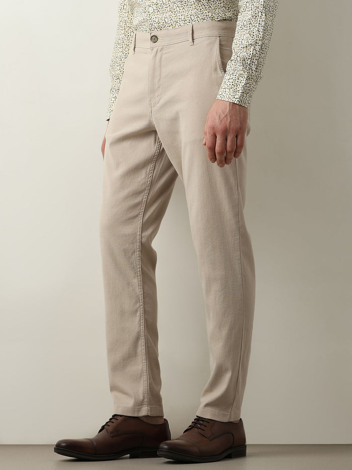 Beige Mid Rise Slim Fit Chinos