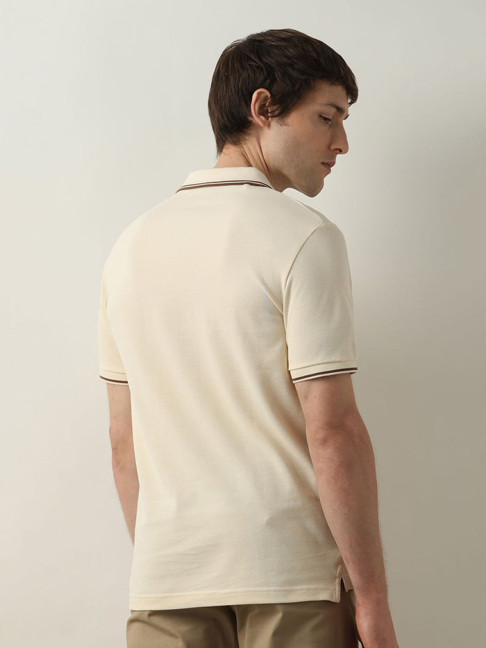 Beige Organic Cotton Polo T-shirt