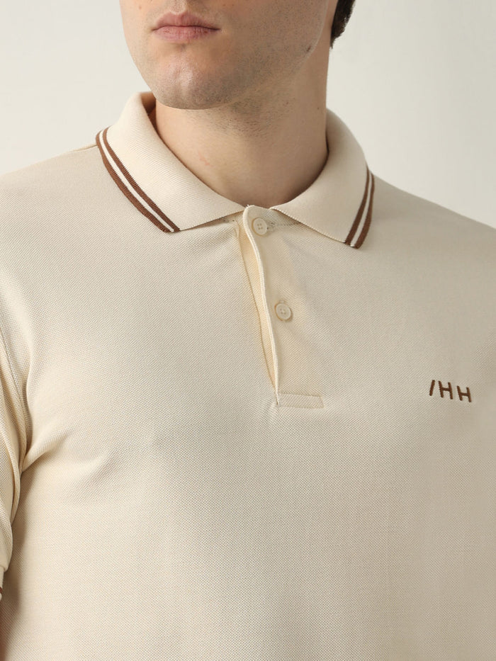 Beige Organic Cotton Polo T-shirt