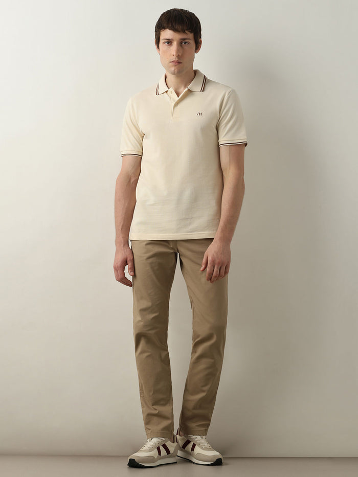 Beige Organic Cotton Polo T-shirt