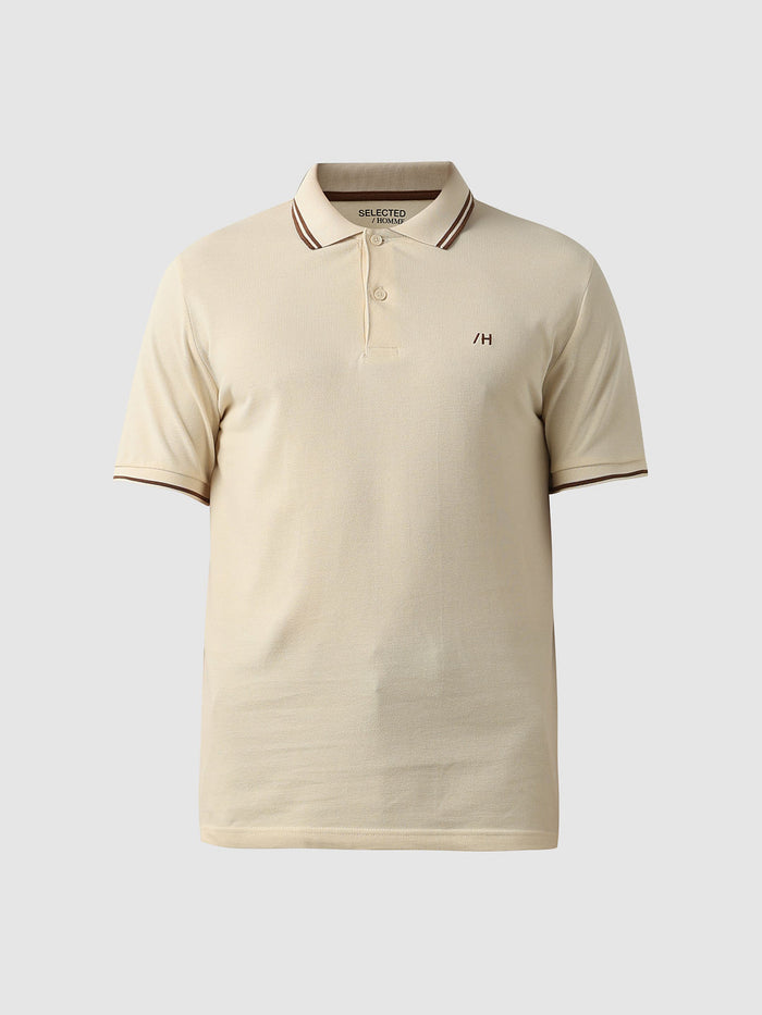 Beige Organic Cotton Polo T-shirt