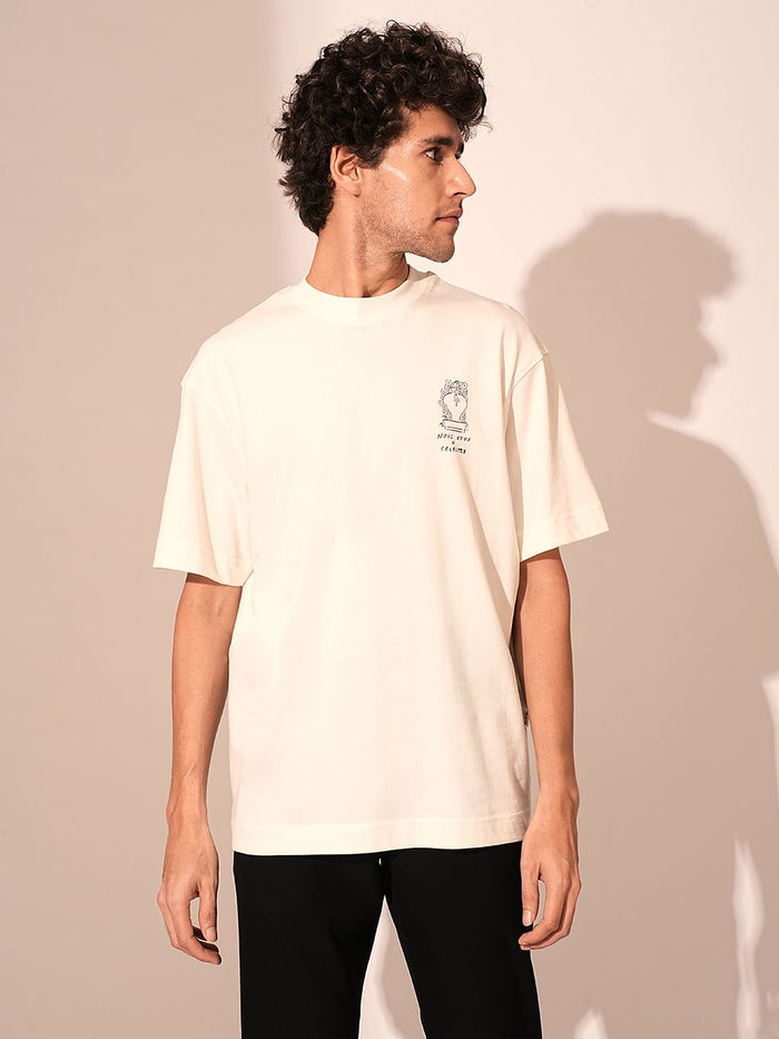 Beige Printed Organic Cotton T-Shirt