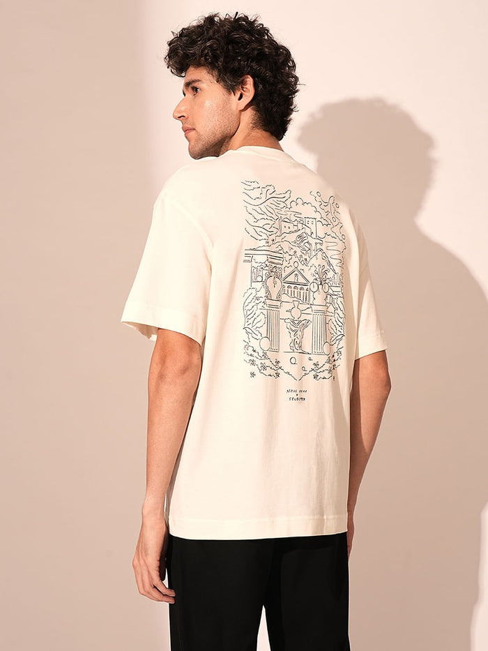 Beige Printed Organic Cotton T-Shirt