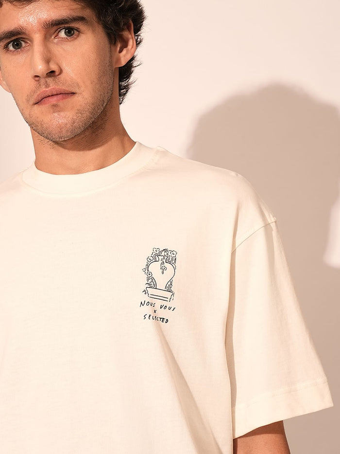 Beige Printed Organic Cotton T-Shirt