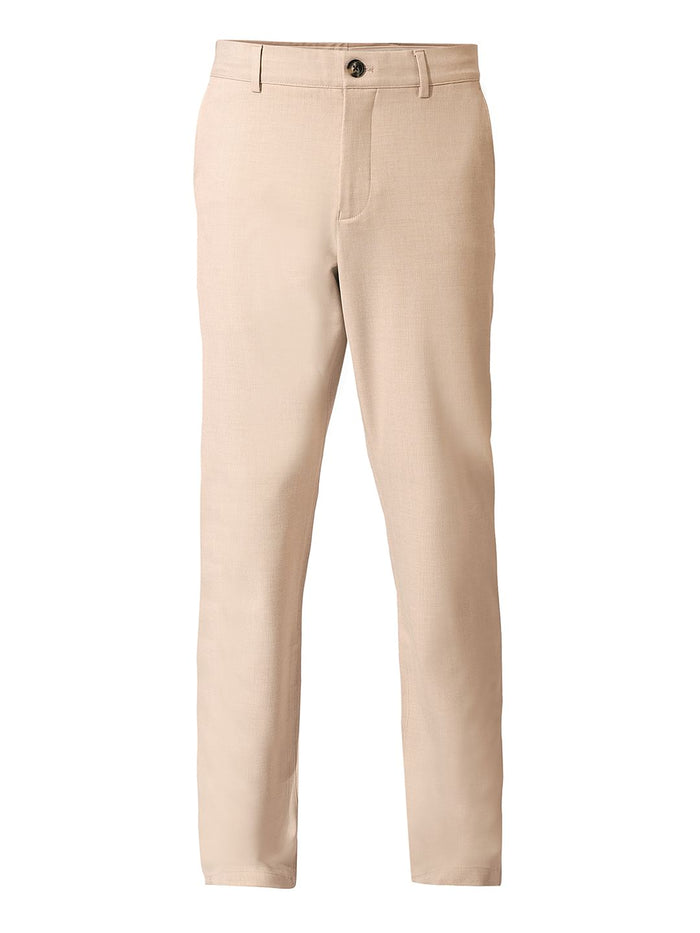 Beige Slim Fit Tailored Trousers